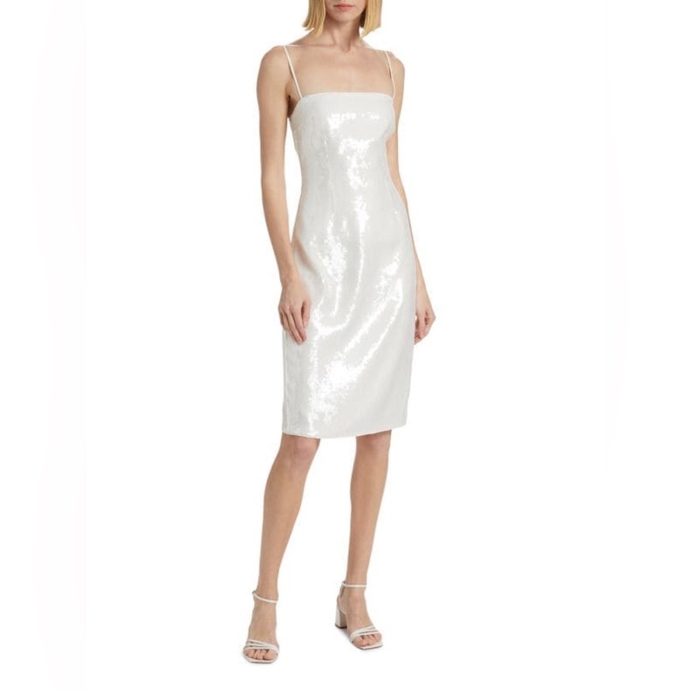 Theory Strapless White Sequin Dress